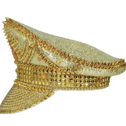 NEU Mütze Police-Cap Gold mit Strasssteinen, Einheitsgröße