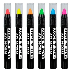 NEU Neon-Schminkstifte auf Wasserbasis, 6er-Set, leuchtet unter UV-Licht