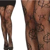 NEU Netz-Strumpfhose mit satanischen Motiven, Einheitsgröße, schwarz