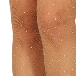 NEU Netzstrumpfhose mit Strasssteinen, hautfarben, Einheitsgröße