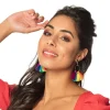 NEU Ohrringe mit Regenbogen-Quasten, Clips, 1 Paar