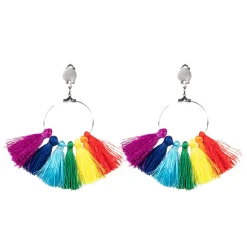NEU Ohrringe mit Regenbogen-Quasten, Clips, 1 Paar