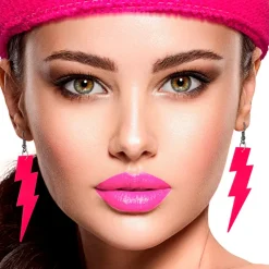 NEU Ohrringe 80s Blitze, neonpink
