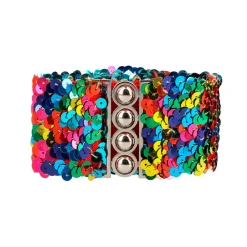 NEU Pailletten-Gürtel Regenbogen-Stretch, 60-110cm
