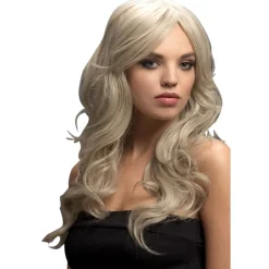 NEU Perücke Damen Nicole Langhaar, Wellig m. Seitenscheitel, Premium-Qualität, Hellblond