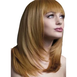 NEU Perücke Damen Tanja Langhaar, Gefederter Schnitt, Premium-Qualität, kastanienbraun