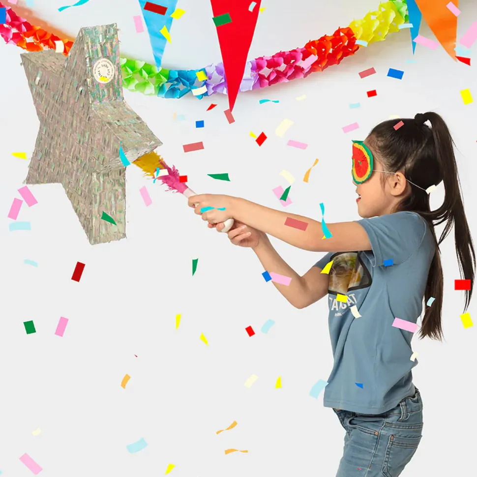 NEU Pinata Stern, mit Flitterfolie bedeckt, silber, 44x44cm