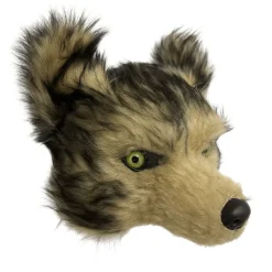 NEU Plüsch-Halbmaske Wolf / Werwolf, braun meliert