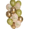 NEU Premium-Latex-Luftballons Happy Birthday, Let's Party, Golden Olive, 33cm, 12 Stk.