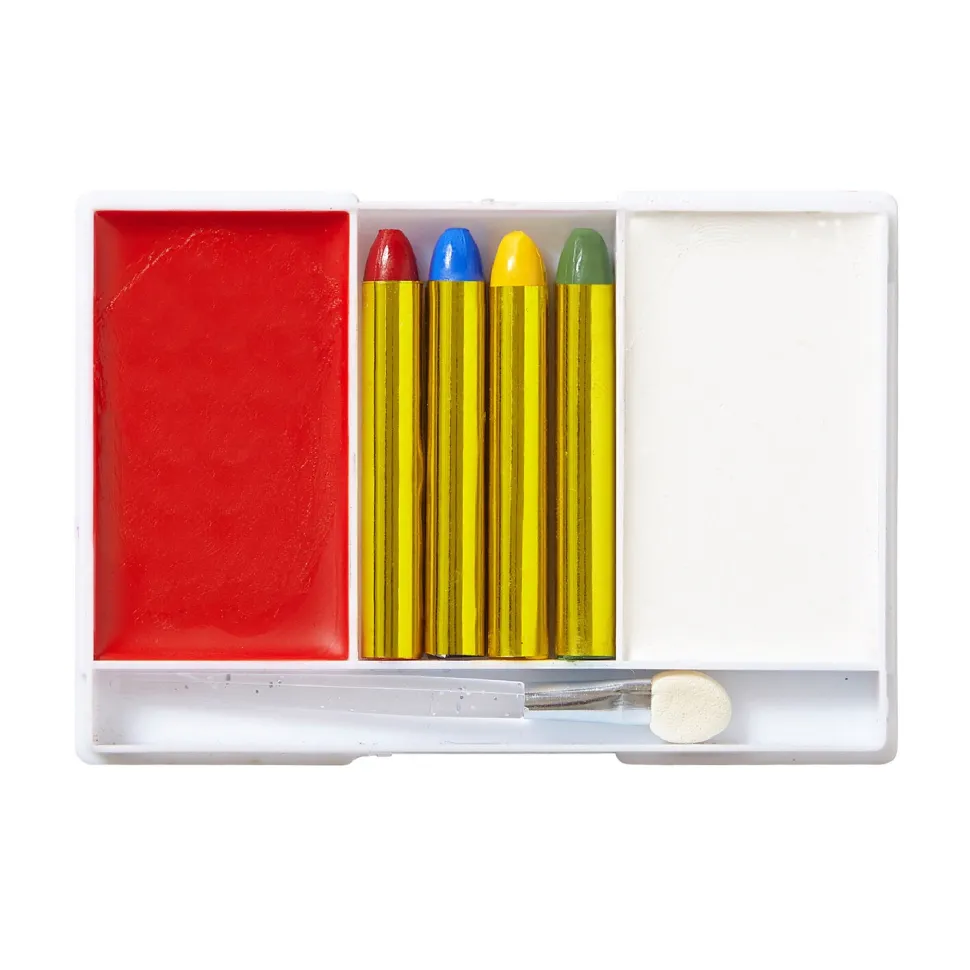 NEU Schminkset Clown, mit 4 Schminkstiften, Make-Up und Pinsel