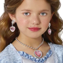 NEU Schmuckset 3-teilig, Kette, Ohrringe, Ring, mit rosa Herzen