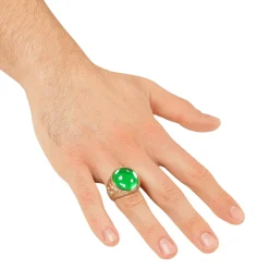 NEU Schöner goldener Ring mit grünem Stein für Pirat, Mittelalter & Co., Einheitsgröße