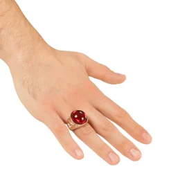 NEU Schöner goldener Ring mit rotem Stein für Pirat, Mittelalter & Co., Einheitsgröße