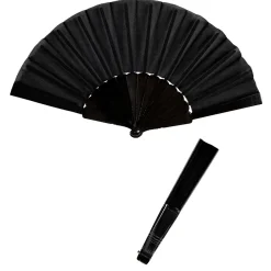 NEU Schöner Schwarzer Fächer aus glattem Stoff, Größe ca. 23cm