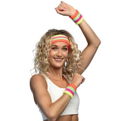 NEU Schweißband Set 90er-Jahre Neon, bunt, mit Stirnband und Armbändern
