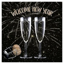 NEU Servietten Welcome New Year für Silvester, 3-lagig, 33 x 33 cm, 20 Stück