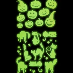 NEU Sticker/Aufkleber nachtleuchtend, Halloween-Motive Katzen & Kürbis, 21x15cm