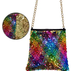 NEU Tasche mit Wendepailletten Regenbogen / Gold, 20 cm
