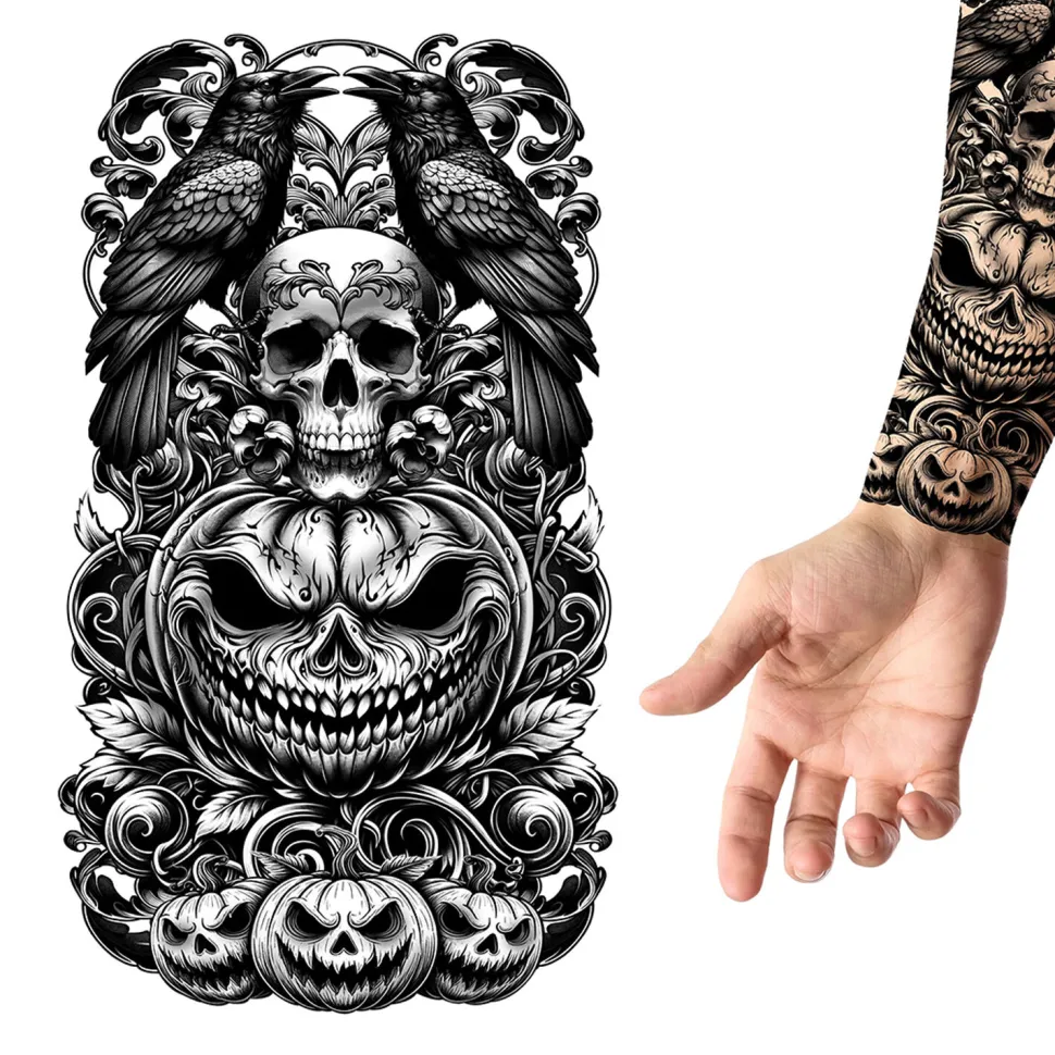 NEU Temporäres Arm-Tattoo Halloween Kürbis, 14x30cm