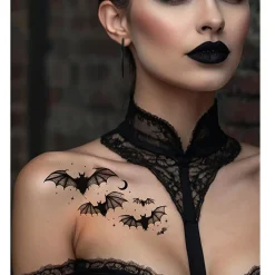 NEU Temporäres Tattoo Halloween Große Fledermäuse, 15x8cm