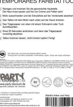 NEU Temporäres Tattoo-Motiv Reality, 10,5 x 14,8cm, Maritim Anker und Herz