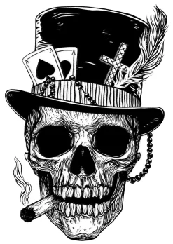NEU Temporäres Tattoo-Motiv Reality, 10,5 x 14,8cm, Prison Totenkopf mit Spielkarten