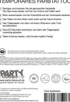 NEU Temporäres Tattoo-Motiv Reality, 10,5 x 14,8cm, Tribal Spielkarten