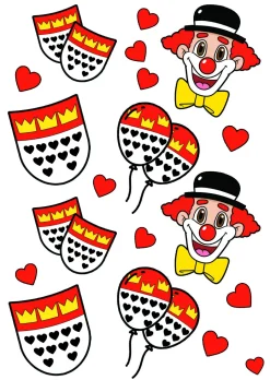 NEU Temporäres Tattoo-Motiv, 10,5 x 14,8cm, Karneval Kölle Clown