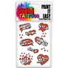 NEU Temporäres Tattoo-Motiv, 10,5 x 14,8cm, Karneval Sprüche