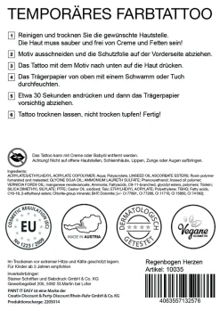NEU Temporäres Tattoo-Motiv, 10,5 x 14,8cm, Basic Regenbogen Herzen