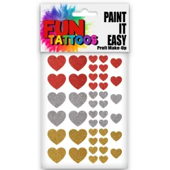 NEU Temporäres Tattoo-Motiv, 10,5 x 14,8cm, Basic Glitter Herzen