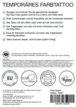 NEU Temporäres Tattoo-Motiv, 10,5 x 14,8cm, Kids Space