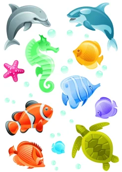 NEU Temporäres Tattoo-Motiv, 10,5 x 14,8cm, Kids Unter Wasser