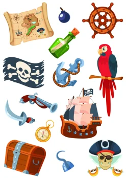 NEU Temporäres Tattoo-Motiv, 10,5 x 14,8cm, Kids Piraten