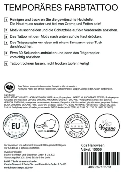 NEU Temporäres Tattoo-Motiv, 10,5 x 14,8cm, Kids Halloween
