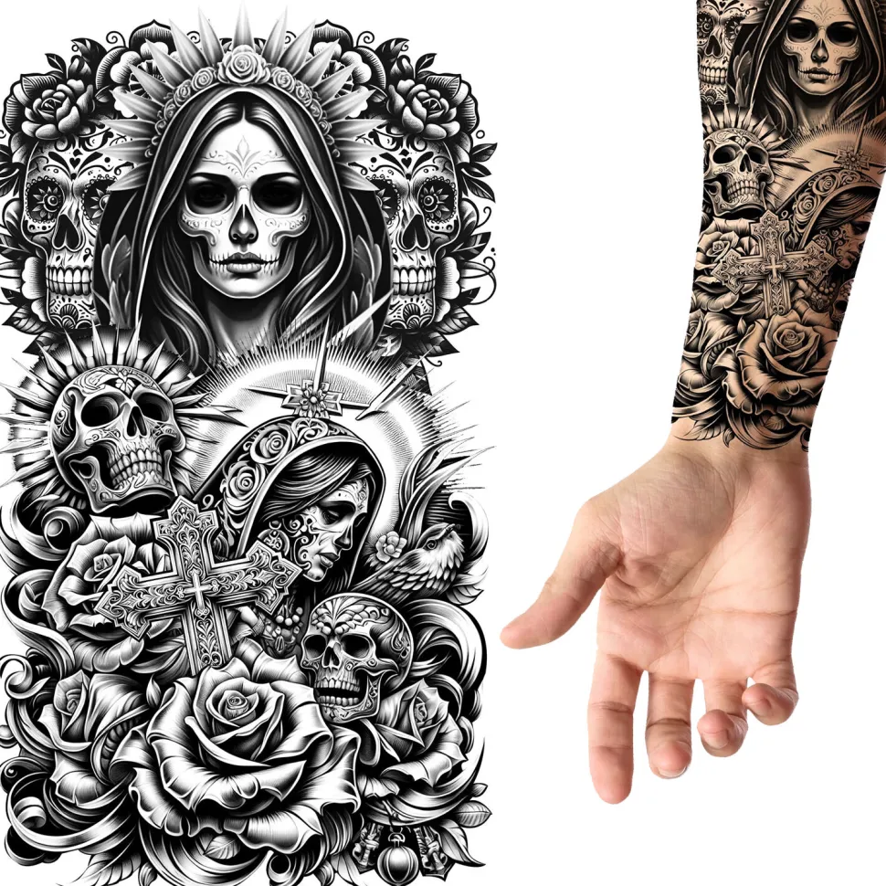 NEU Temporäres Tattoo Tag der Toten, 14x30cm