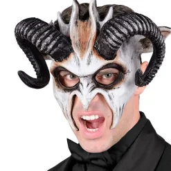 NEU Teufels-Maske Halloween Dämon, schwarz-weiß