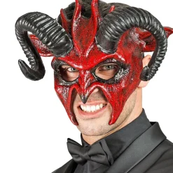 NEU Teufels-Maske Halloween Dämon, rot-schwarz