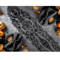 NEU Tischläufer Halloween aus schwarzer Spitze, ca. 180x35cm