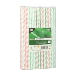 NEU Trinkhalme Pure aus Papier, biegbar, Ø 6 mm, 22 cm, 100 Stück, Stripes