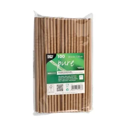 NEU Trinkhalme Pure aus Papier, flexibel, Ø 6 mm, 20 cm, 100 Stück, Braun