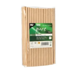 NEU Trinkhalme Pure aus Papier, Ø 6 mm, 20 cm, 100 Stück, Braun