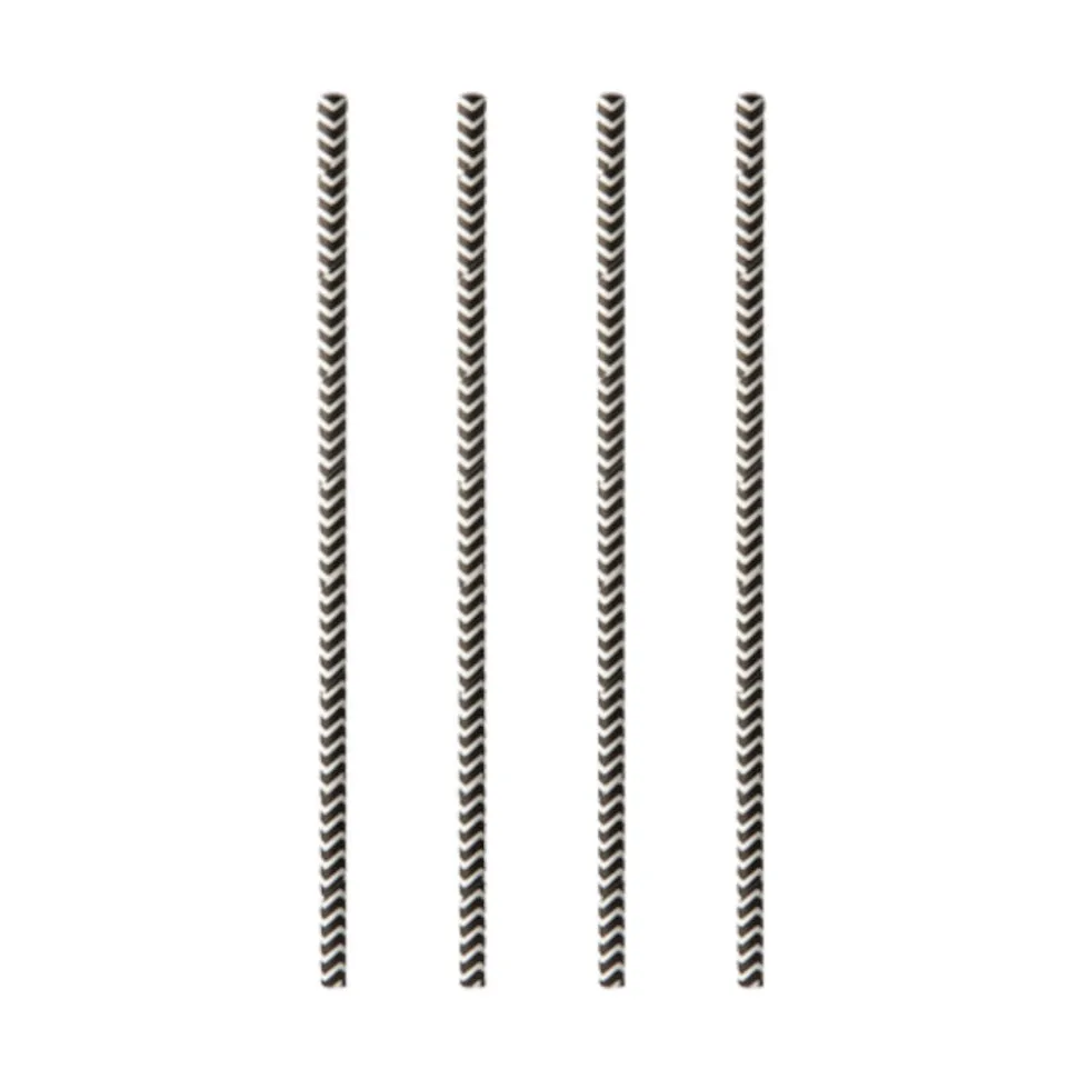 NEU Trinkhalme Pure aus Papier, Ø 6 mm, 20 cm, 100 Stück, Zig-Zag schwarz-weiß