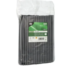 NEU Trinkhalme Pure aus Papier, Ø 8 mm, 21 cm, 100 Stück, Schwarz