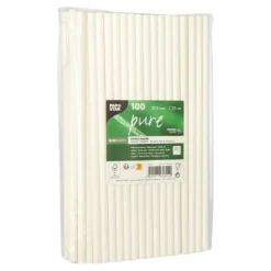 NEU Trinkhalme Pure aus Papier, Ø 8 mm, 25 cm, 100 Stück, Weiß
