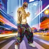NEU Unisex-Kostüm 80er-Jahre Hose mit buntem Print, Einheitsgröße