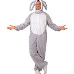 NEU Unisex-Kostüm Overall Kaninchen / Hase, grau-weiß, Einheitsgröße