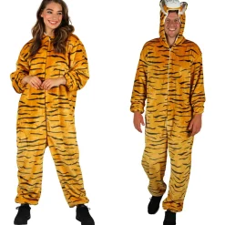 NEU Unisex-Kostüm Plüsch-Overall Tiger, braun-schwarz, Gr. XS-S