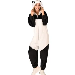 NEU Unisex-Kostüm Plüsch-Overall Panda, schwarz-weiß, Gr. XS-S