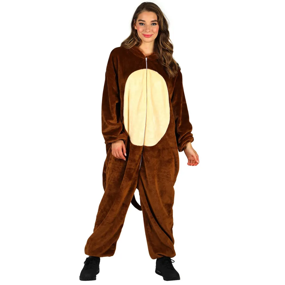 NEU Unisex-Kostüm Plüsch-Overall Affe, braun, Gr. XS-S